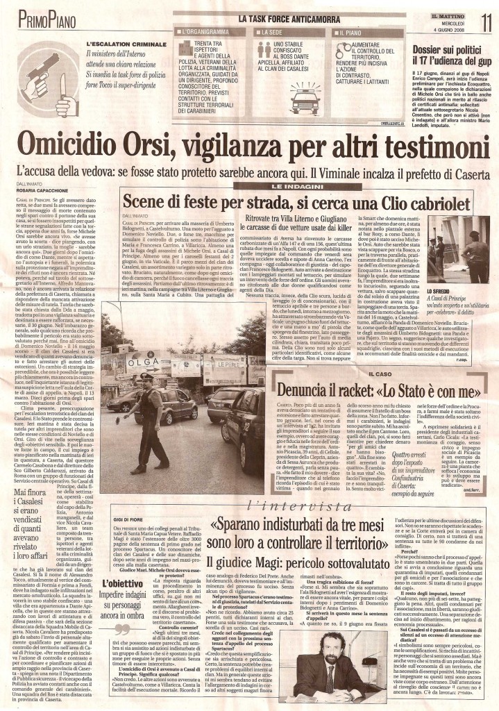 Omicidio Orsi, vigilanza per altri testimoni
