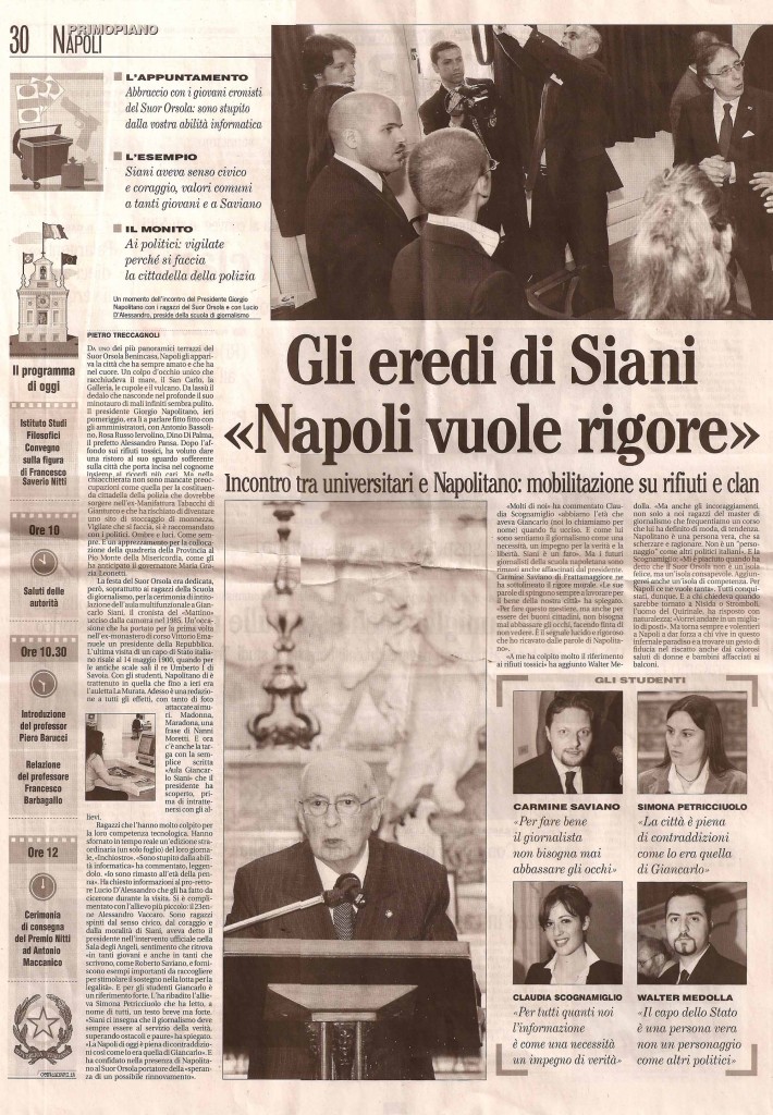 Gli eredi di Siani «Napoli vuole rigore»