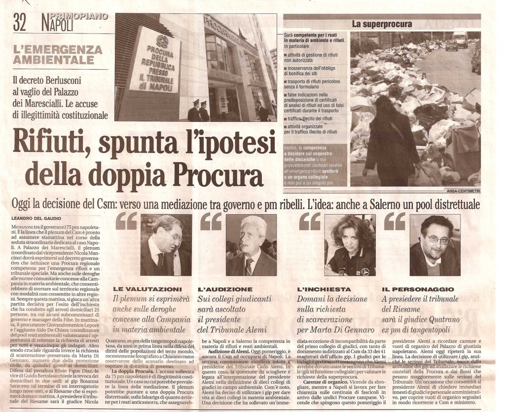 Rifiuti, spunta l’ipotesi della doppia procura