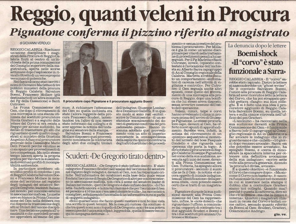 Reggio, quanti veleni in Procura