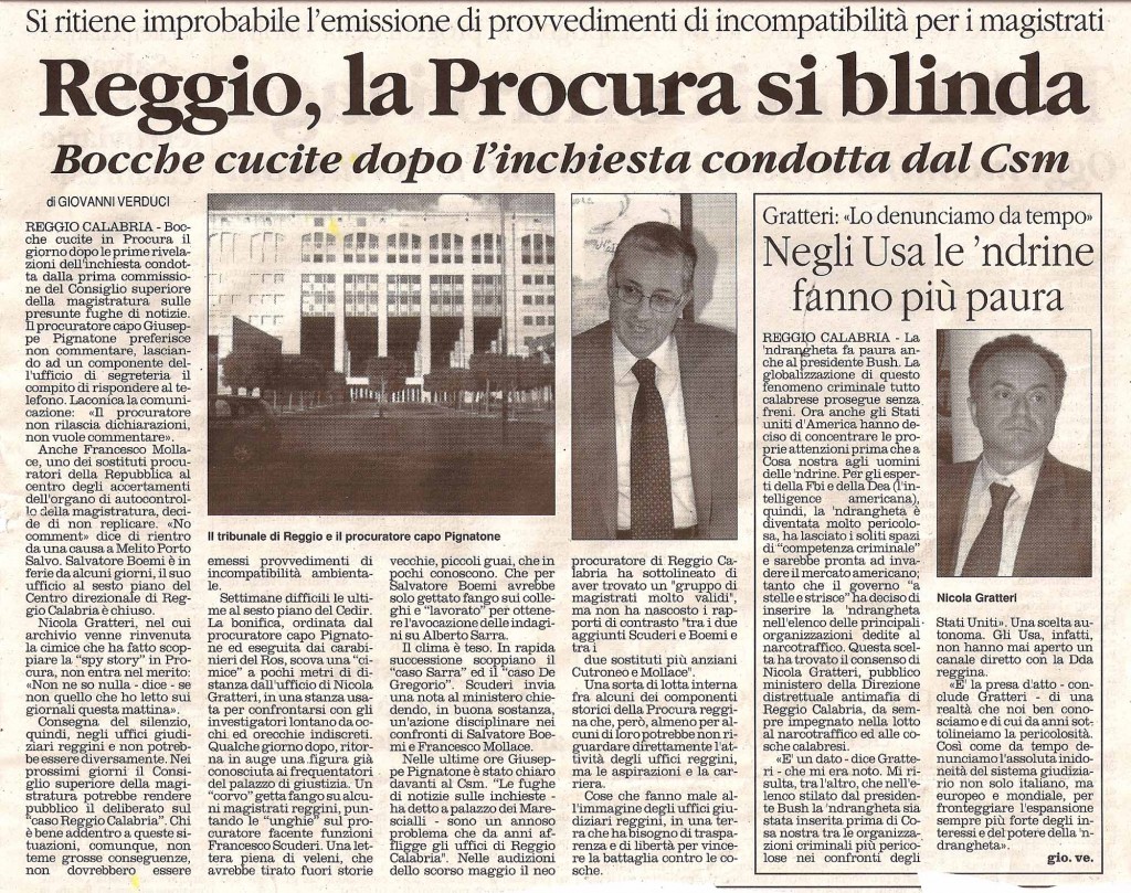 Reggio, la procura si blinda