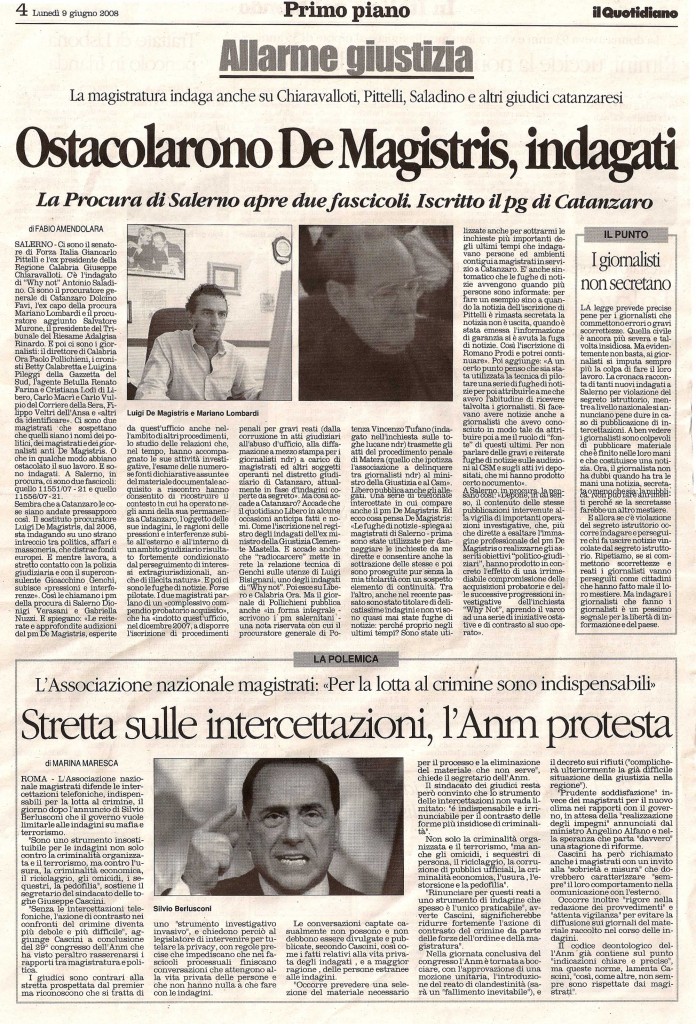 Ostacolarono De Magistris, indagati