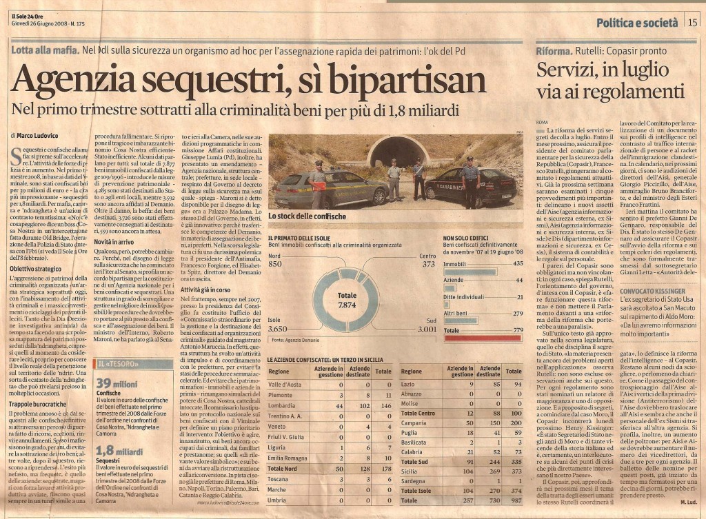 Agenzia sequestri, sì bipartisan