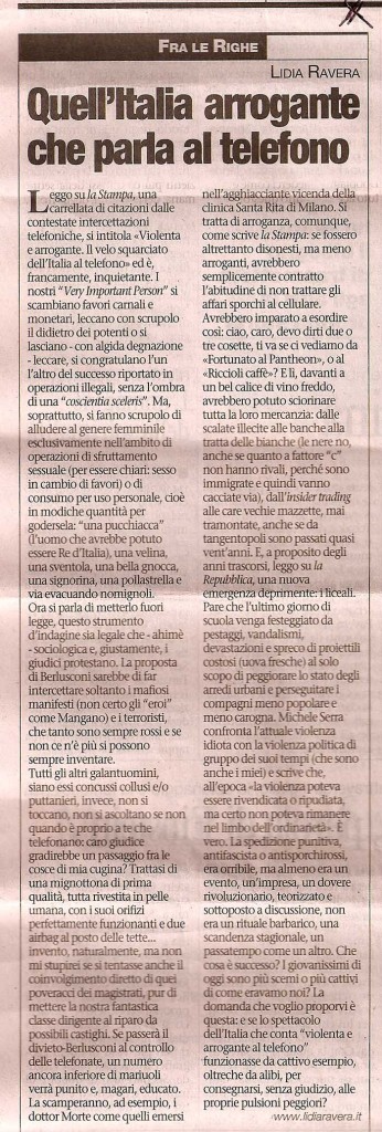 Quell’italia arrogante che parla al telefono