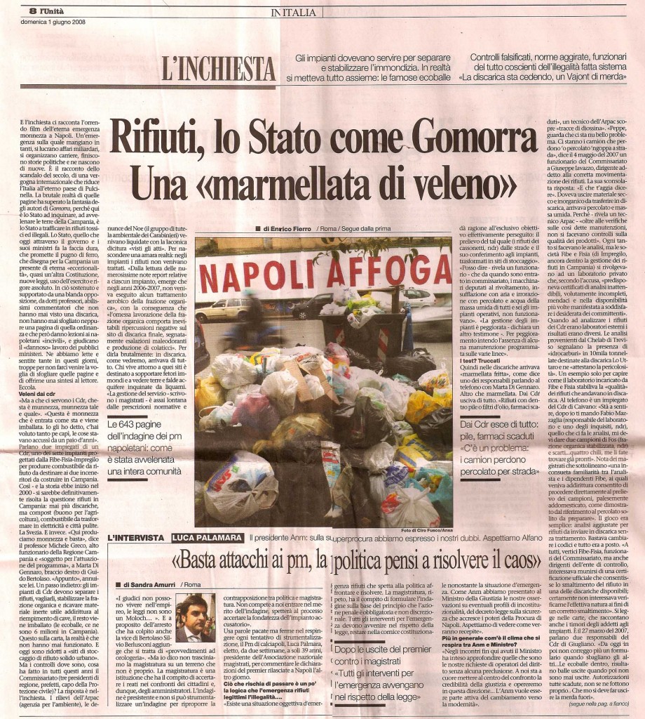 Rifiuti, lo stato come «Gomorra». Una «marmellata di veleno»
