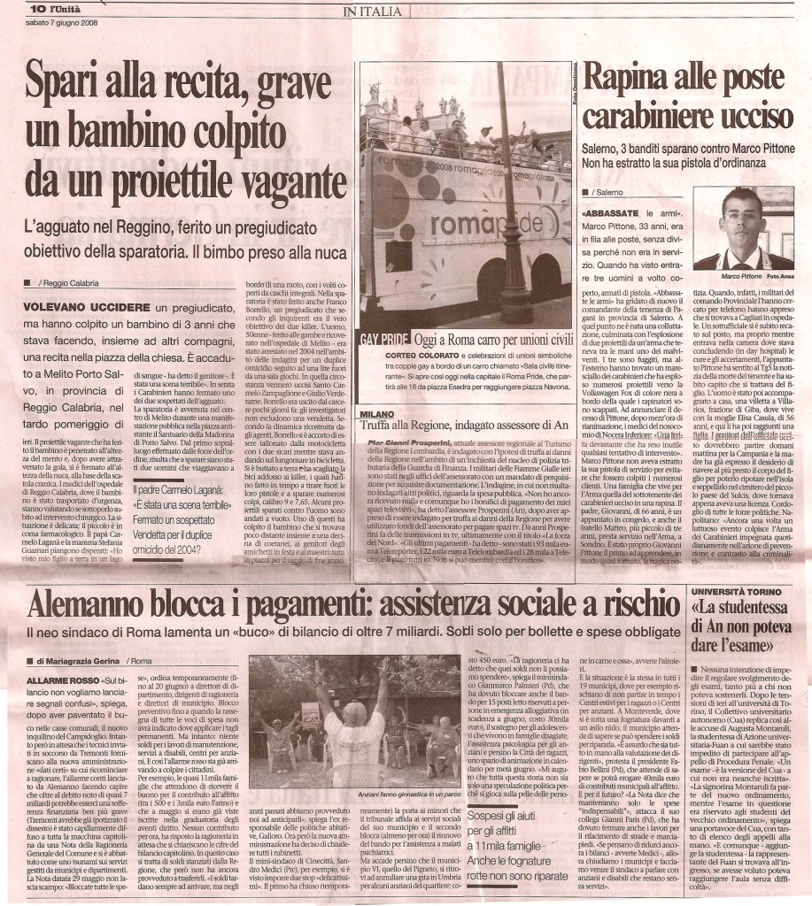 Spari alla recita, grave un bambino colpito da un proiettile vagante