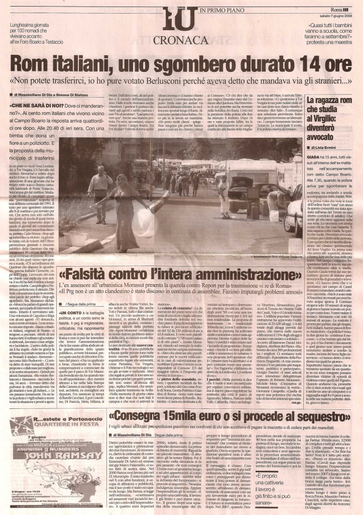 Rom italiani: uno sgombero durato 14 ore