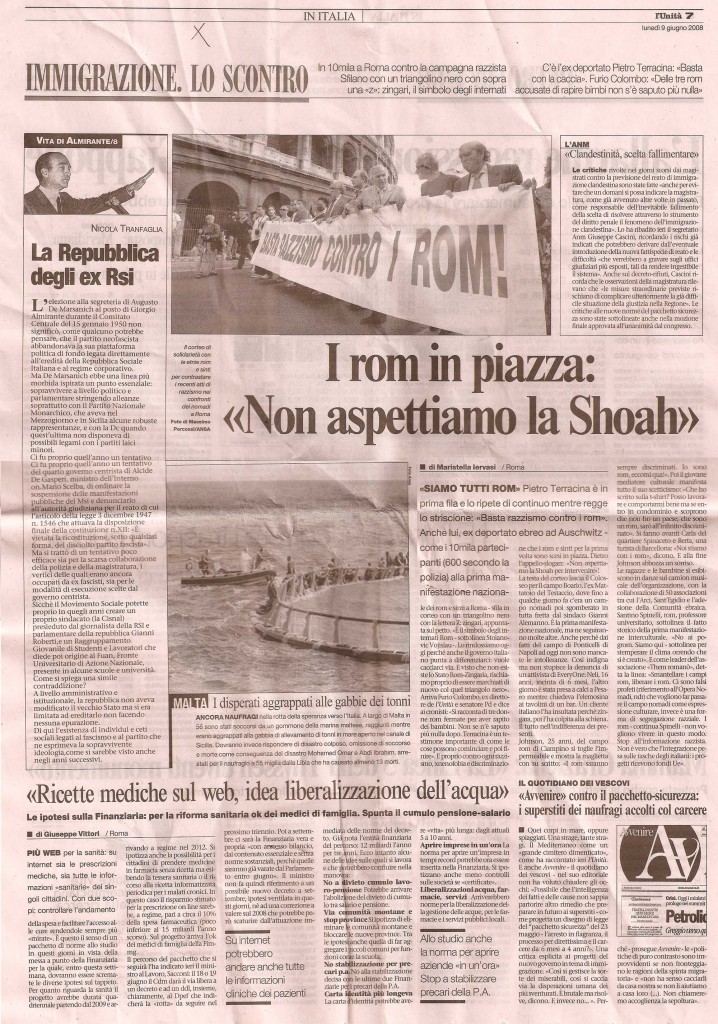 I rom in piazza «Non aspettiamo la Shoah»