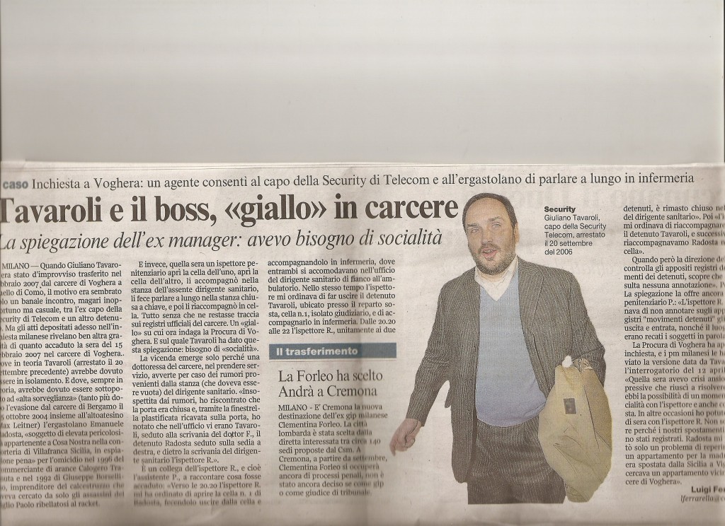 Tavaroli e il boss, “giallo” in carcere