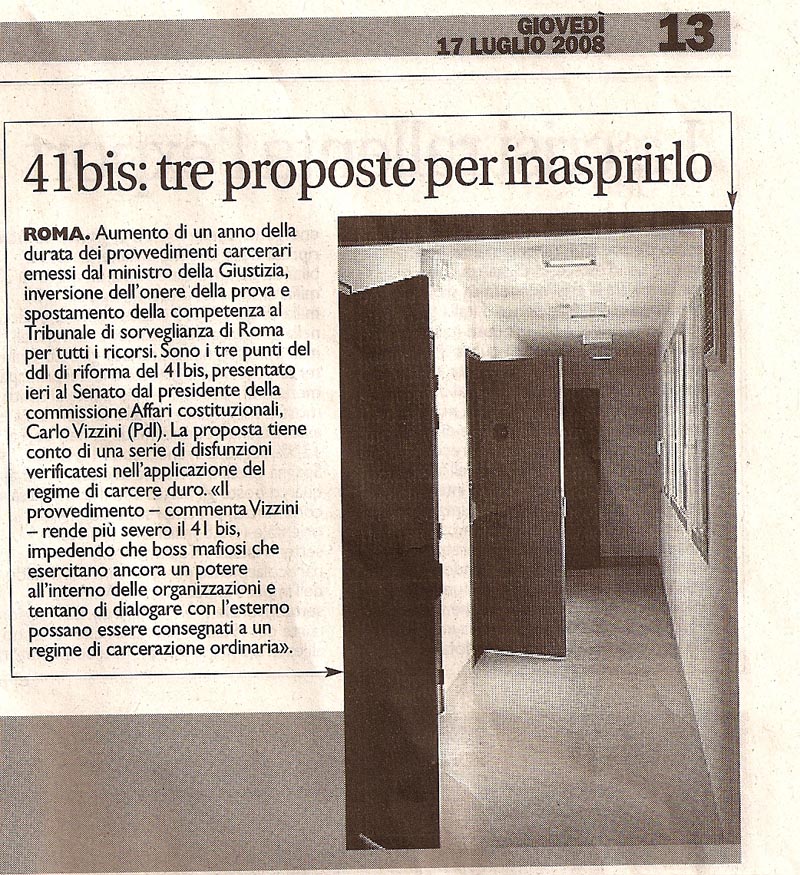 41Bis: tre proposte per inasprirlo