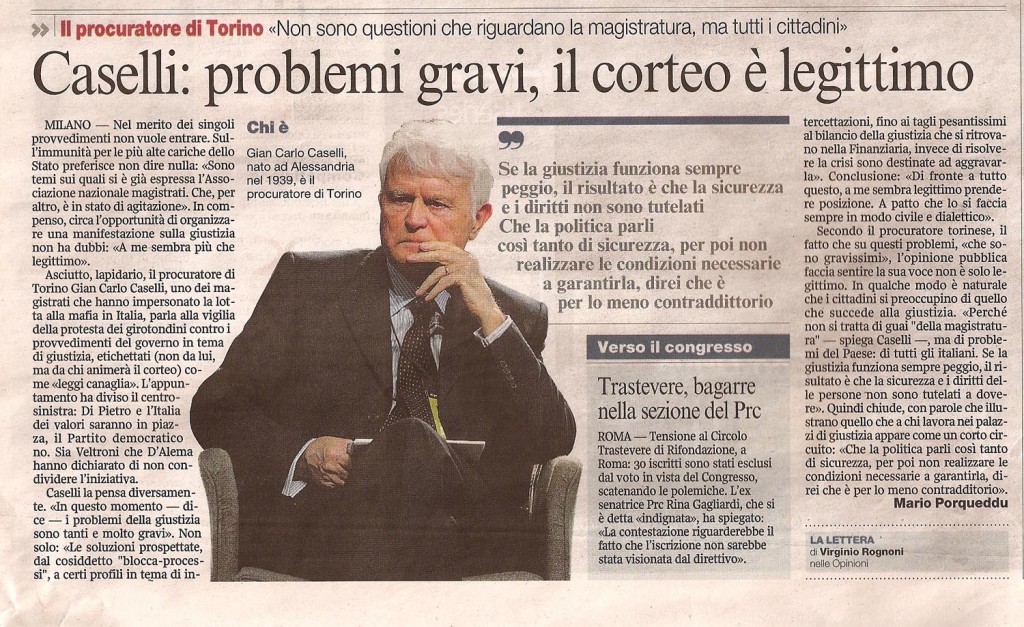 Caselli: problemi gravi il corteo è legittimo