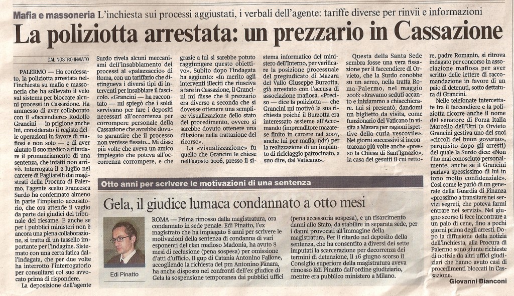 La poliziotta arrestata: un prezzario in Cassazione