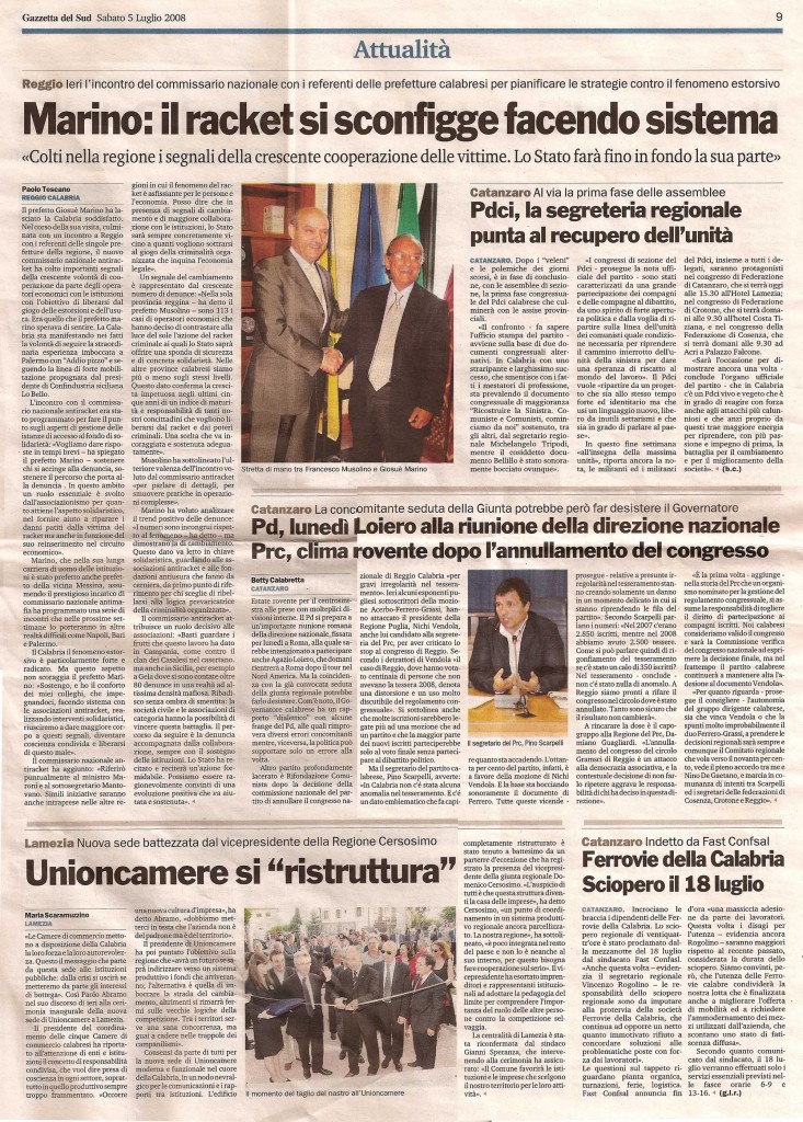 Marino: il racket si sconfigge facendo sistema