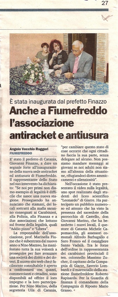 Anche a Fiumefreddo l’associazione antiracket e antiusura