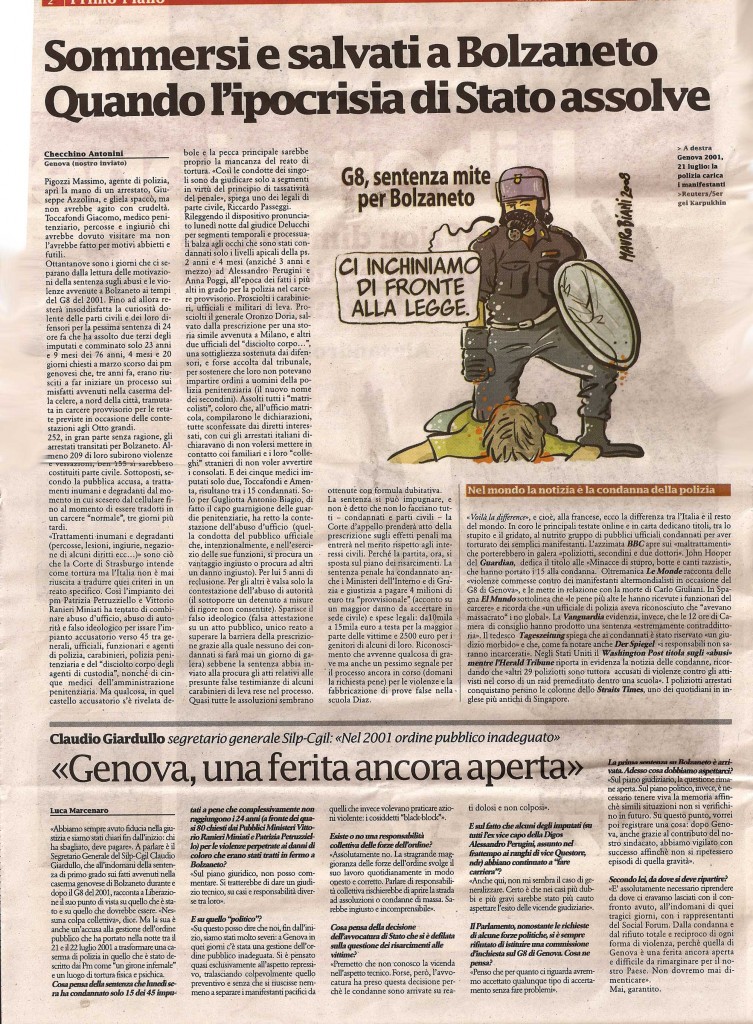 Sommersi e salvati a BolzanetoQuando l’ipocrisia di Stato assolve