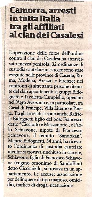 Camorra, arresti in tutta italia tra affiliati al clan dei Casalesi