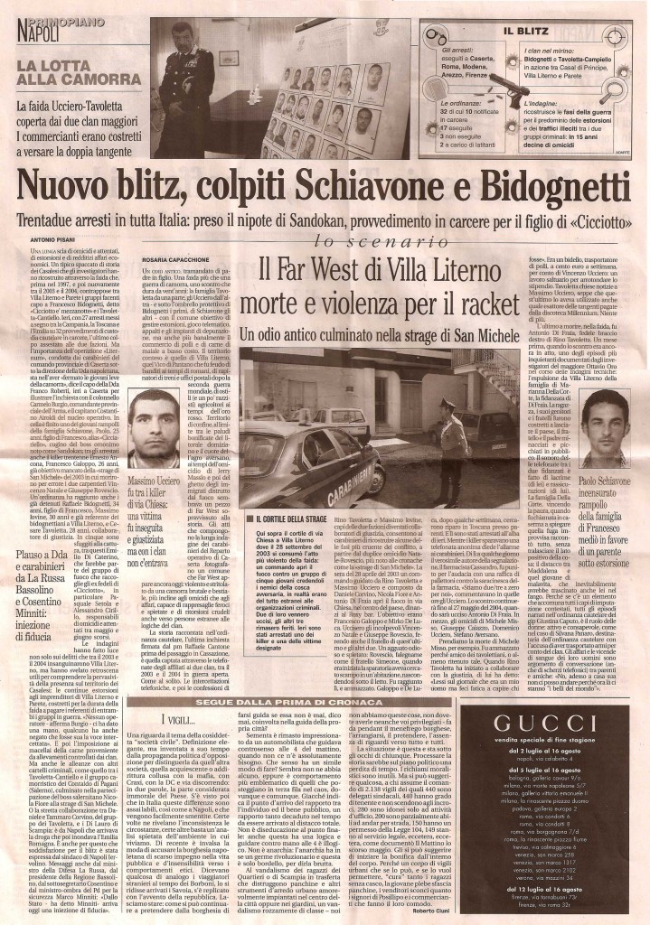 Nuovo blitz, colpiti Schivone e Bidognetti