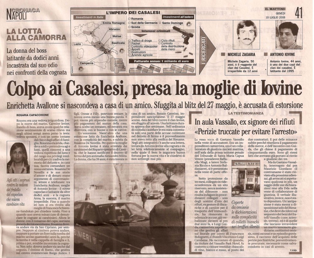 Colpo ai Casalesi, presa la moglie di Iovine