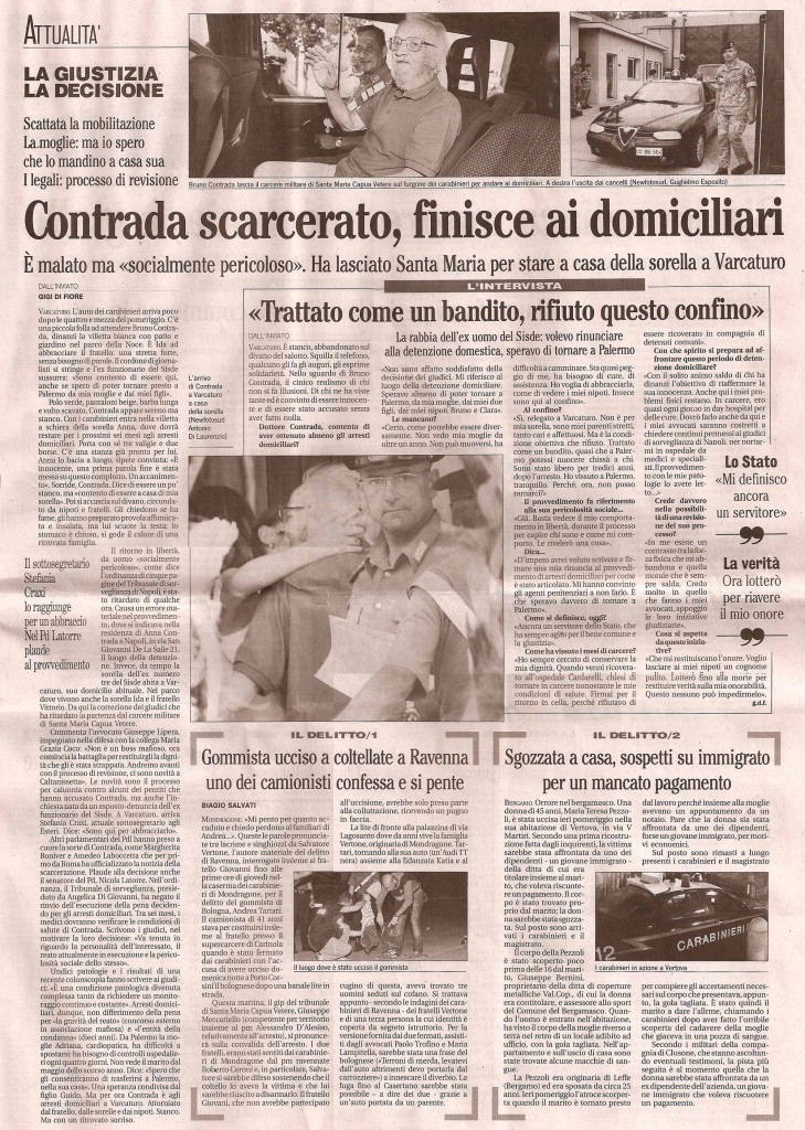 Contrada scarcerato finisce ai domiciliari