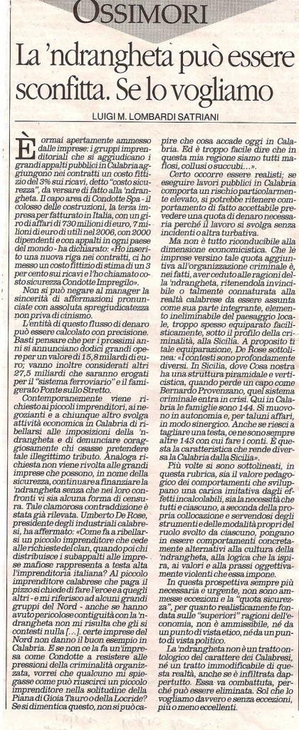 La ‘ndrangheta può essere sconfitta. Se lo vogliamo