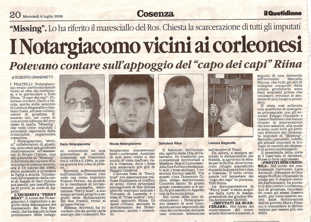 I Notargiacomo vicini ai corleonesi