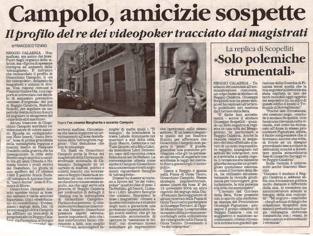 Campolo, amicizie sospette