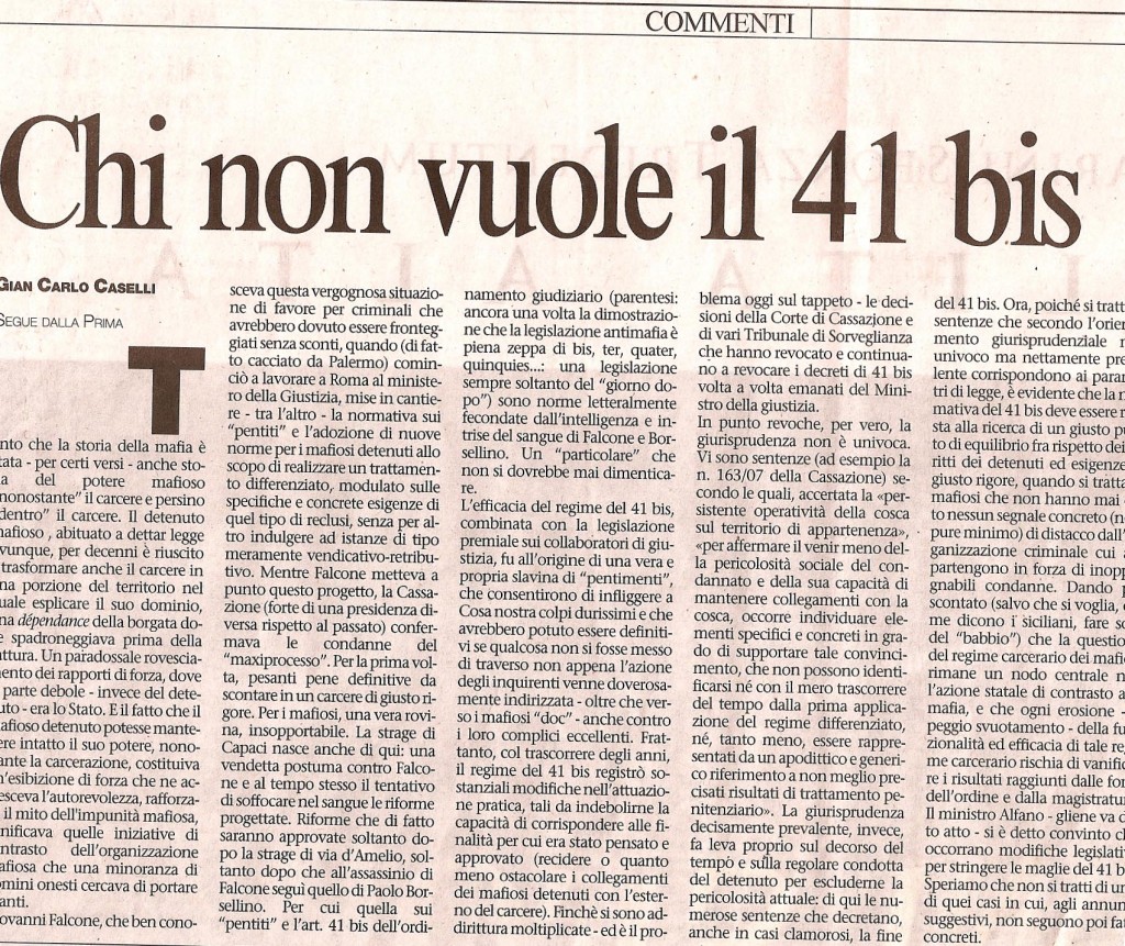 Chi non vuole il 41 bis