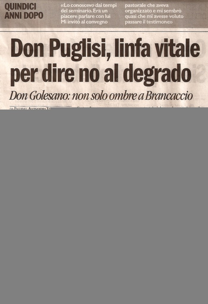 Don Puglisi, linfa vitale per dire no al degrado