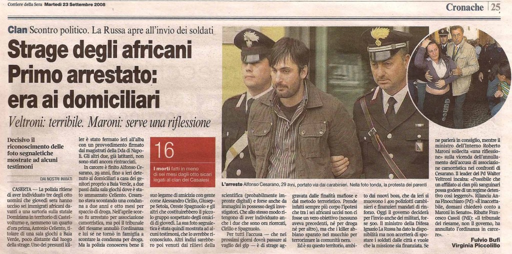 Strage degli africani. Primo arresto: era ai domiciliari