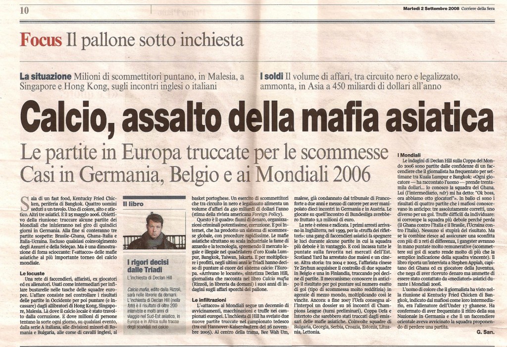 Calcio, assalto della mafia asiatica