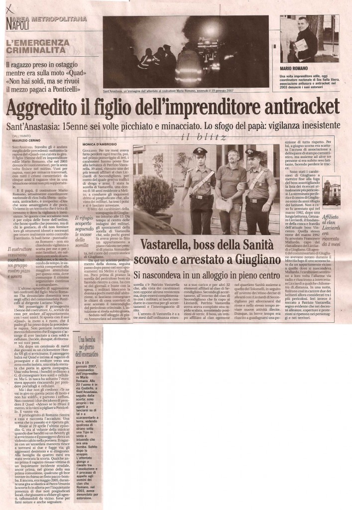 Aggredito il figlio dell’imprenditore antiracket