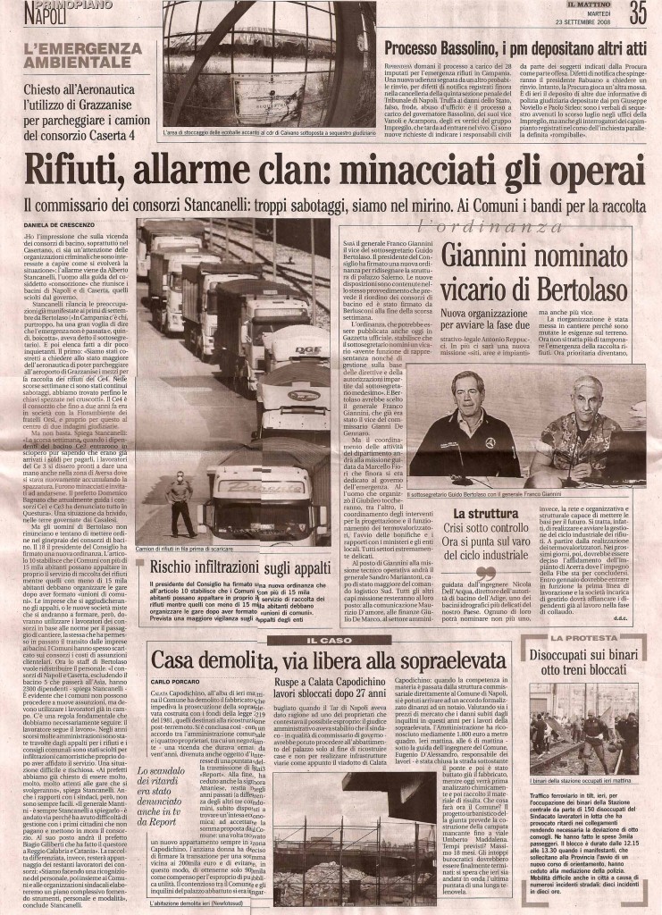 Rifiuti, allarme clan: minacciati gli operai