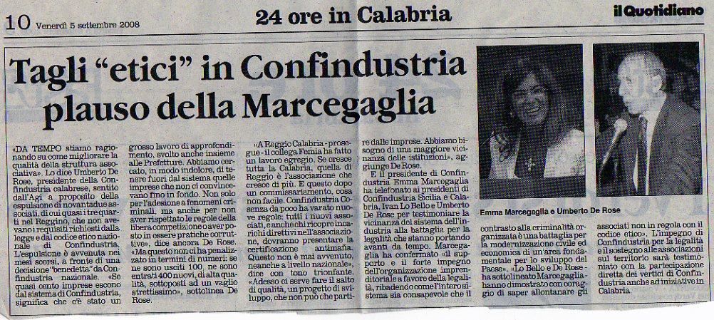 Tagli “etici” in Confindustria plauso della Marcegaglia