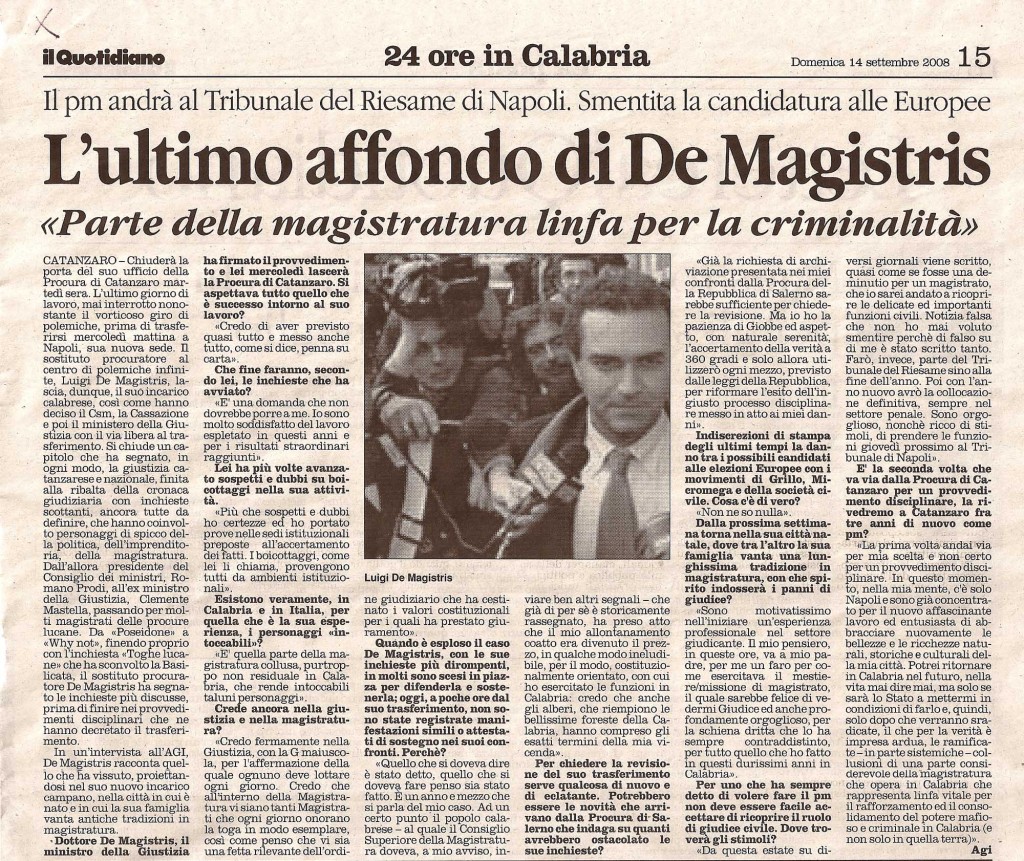 L’ultimo affondo di De Magistris
