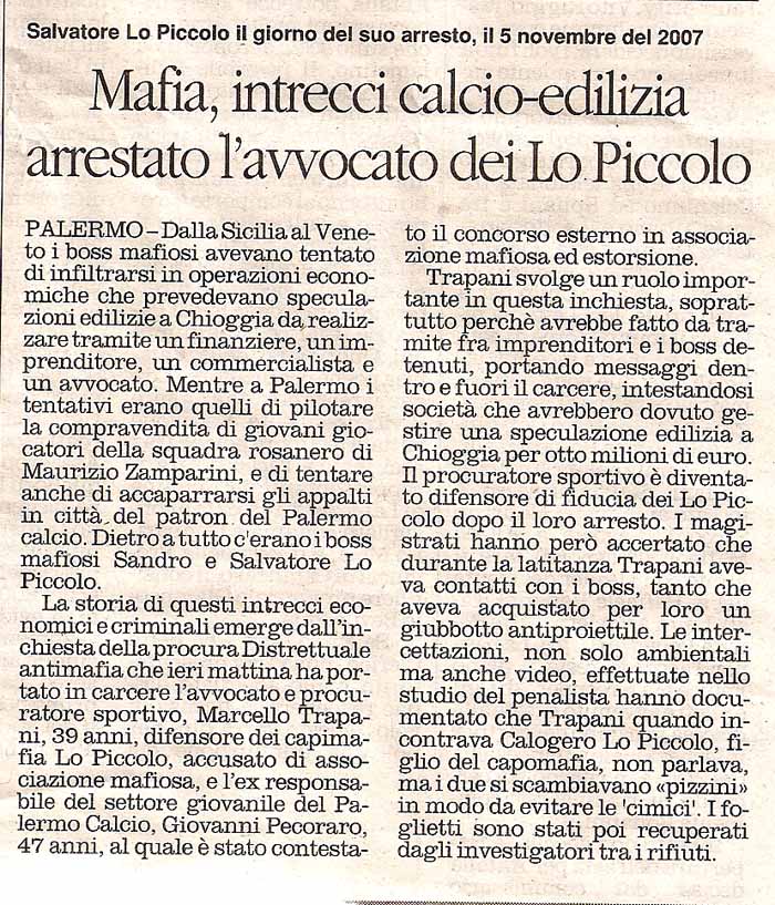 Mafia, intrecci calcio-edilizia arrestato l’avvocato dei Lo Piccolo