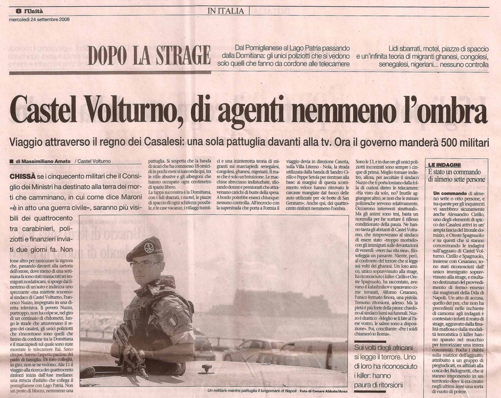 Castelvolturno, di agenti nemmeno l’ombra