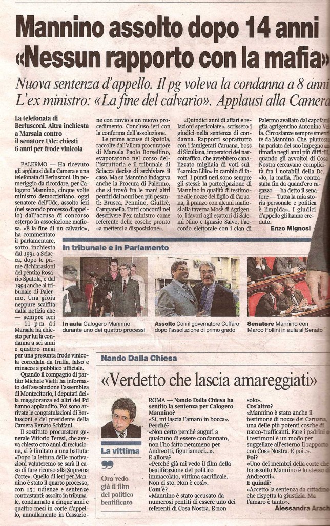 Mannino assolto dopo 14 anni “Nessun rapporto con la mafia”