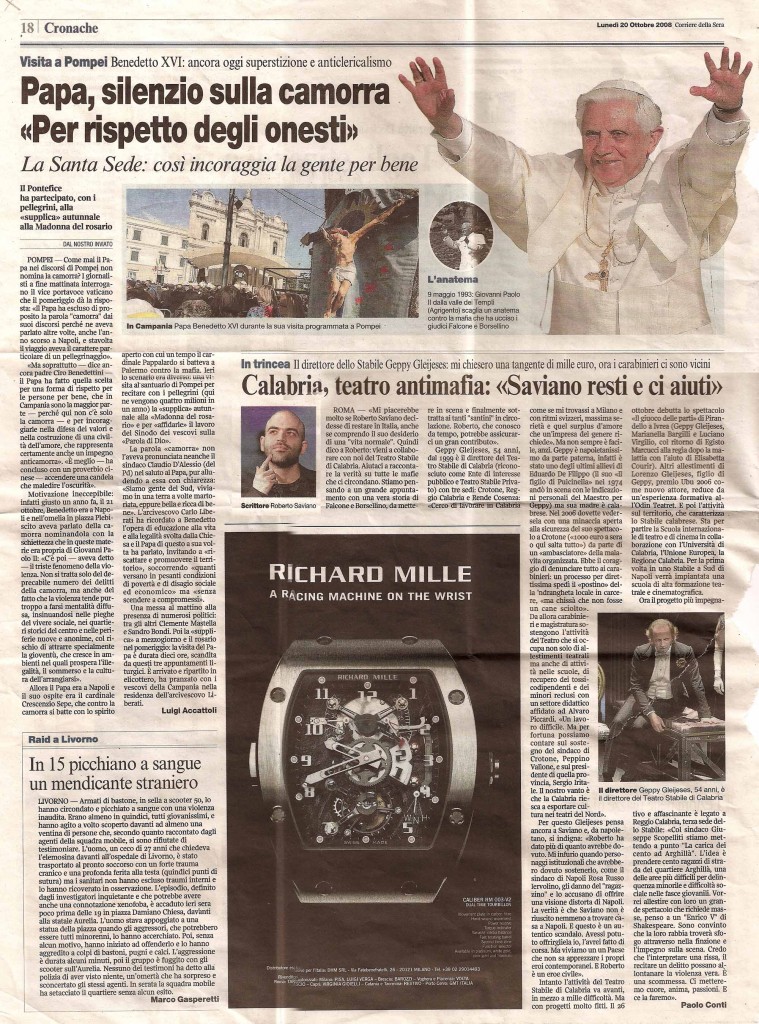 Papa, silenzio sulla Camorra “per rispetto degli onesti”