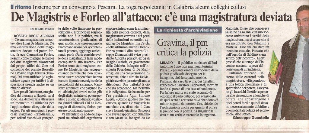 De Magistris e Forleo all’attacco: c’è una magistratura deviata