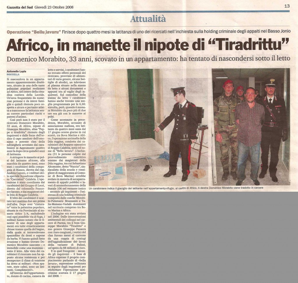 Africo, in manette il nipote di “Tiradrittu”