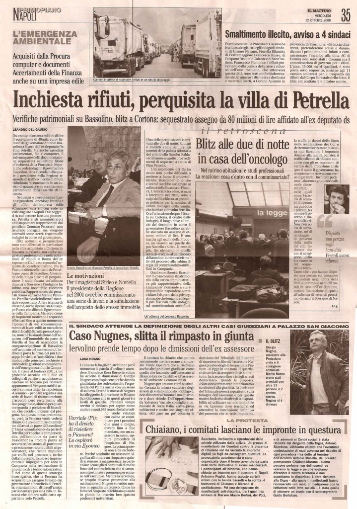 Inchiesta rifiuti, perquisita la villa di Petrella