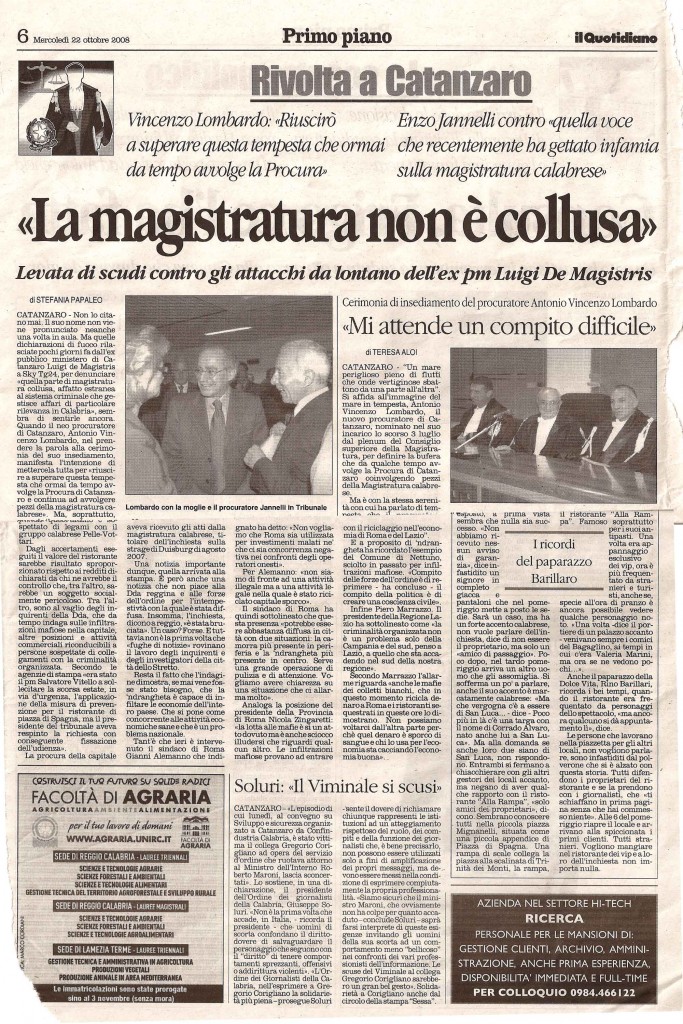 “La magistratura non è collusa”