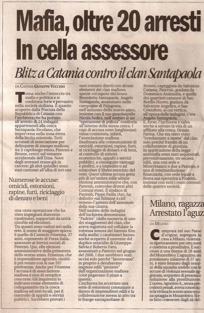 Mafia, oltre 20 arrestiIn cella assessore