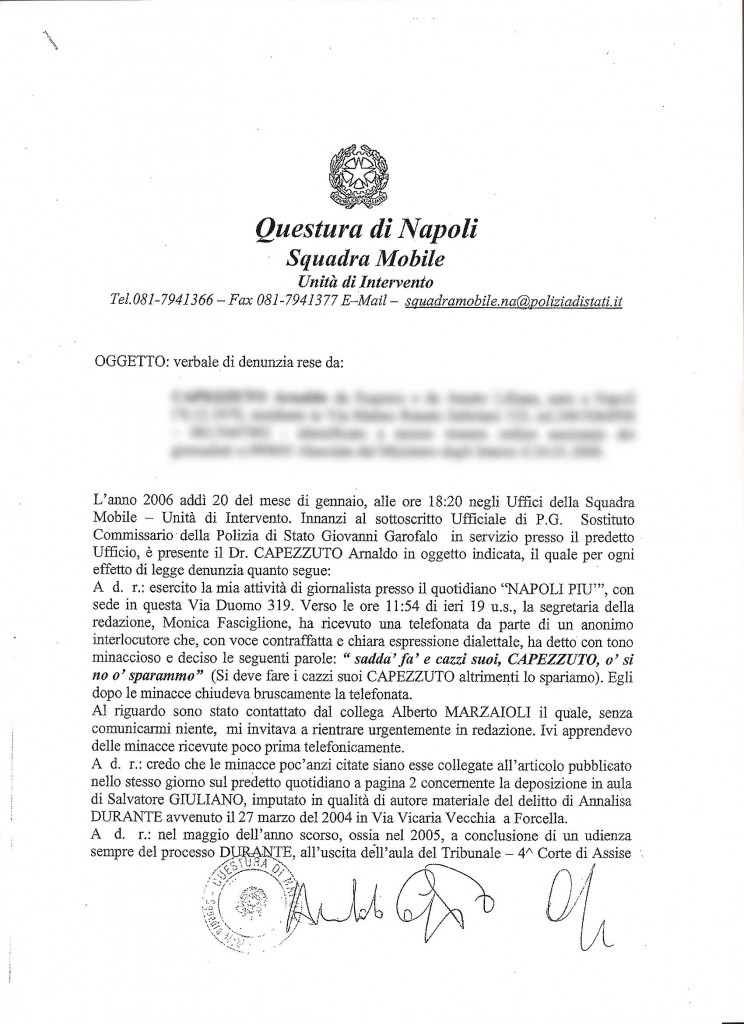 Genitori di Salvatore Giuliano a processo Per le minacce al cronista Capezzuto