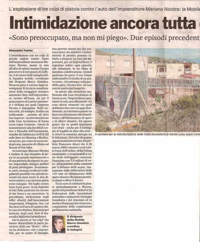 Intimidazione ancora tutta da decifrare