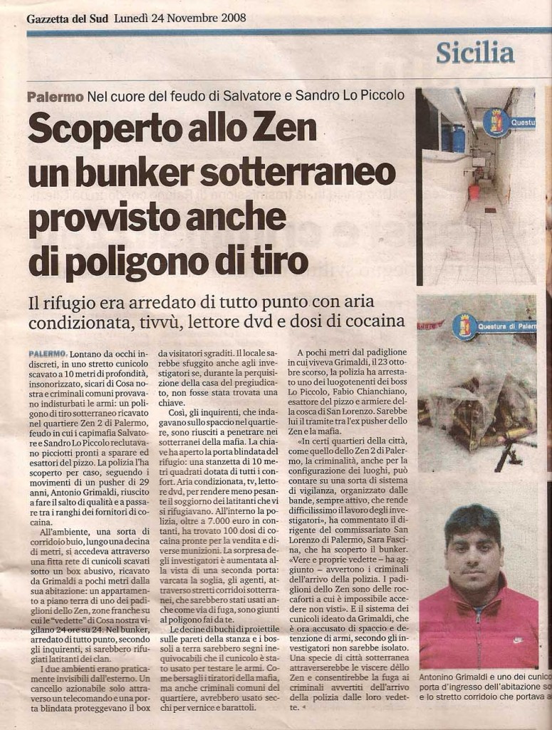Scperto allo Zen un bunker sotterraneo provvisto anche di poligono di tiro