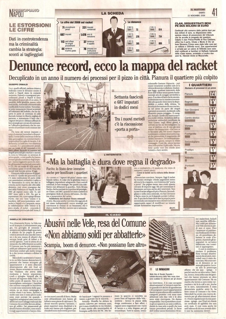Denuncie record, ecco la mappa del racket