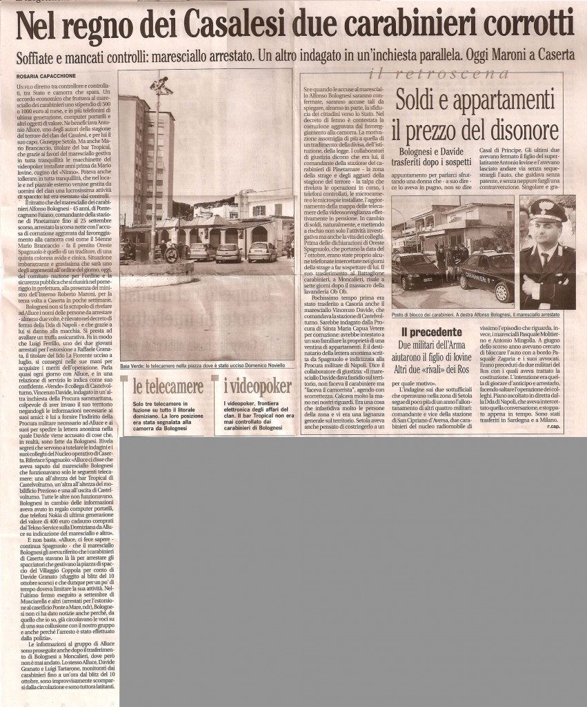 Nel regno dei Casalesi due carabinieri corrotti