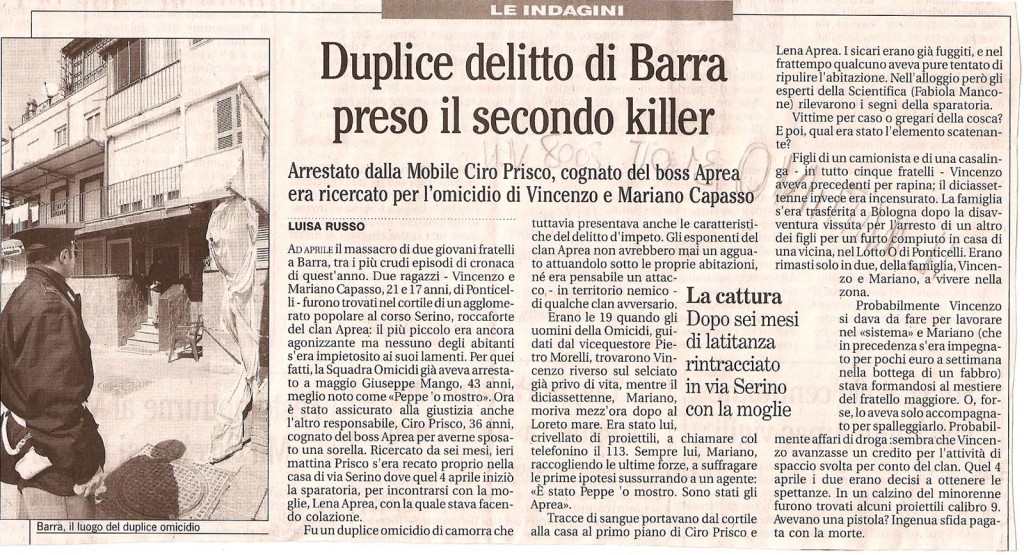 Duplice delitto di Barra preso il secondo killer