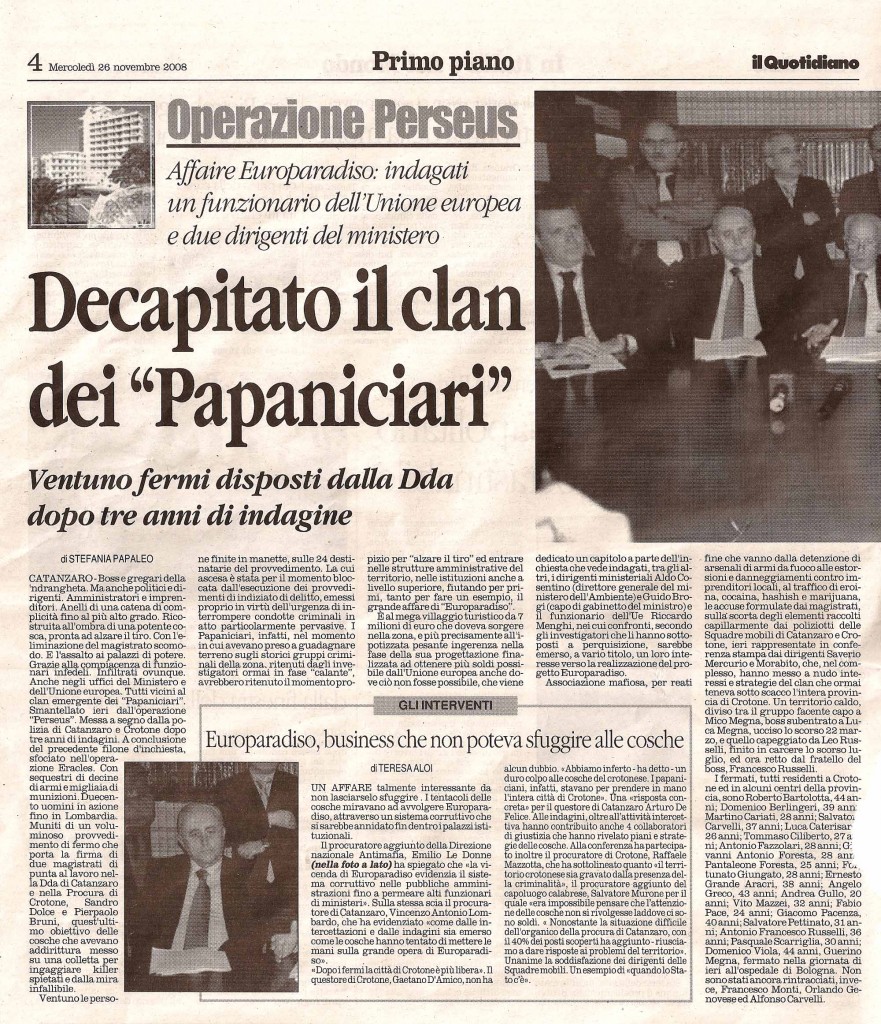 Decapitato il clan dei “Papanicari”